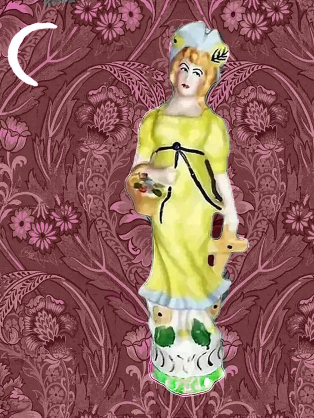 Victorian Revival Girl Figurine Decor - 40s Vintage Kitschy Accent Decor
